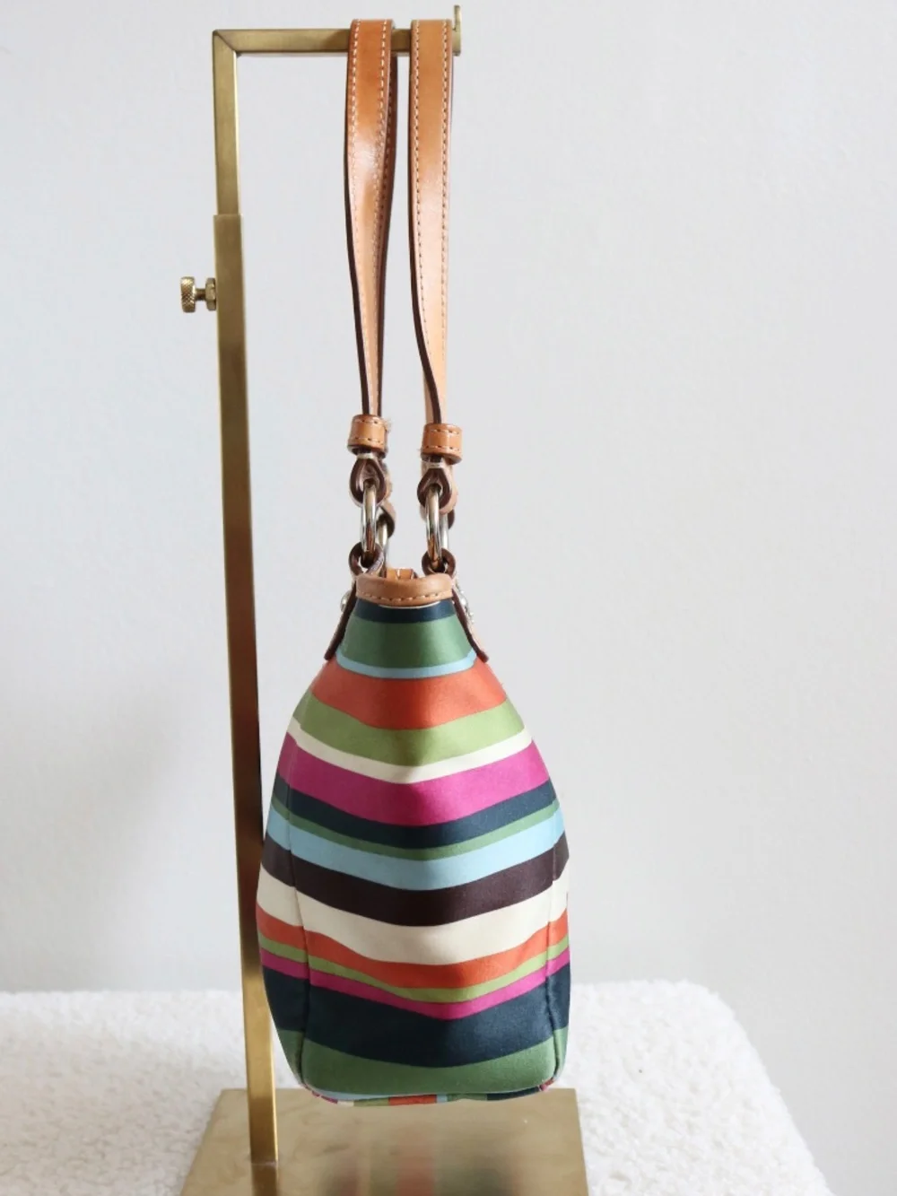 Vintage Coach Legacy Stripe Satin Mini Tote